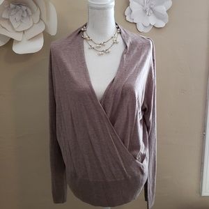 H&M Basic Tan Faux Wrap Sweater